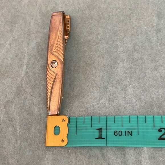 VTG Anson Cuff Links Tie Bar  Goldtone Coloring Clear Center Stone Art Nouveau - Picture 8 of 8